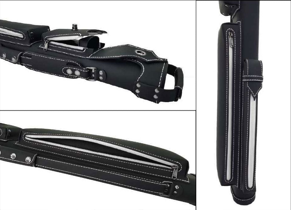 Holly Monochrome Series Pool Cue Case - White Stitched