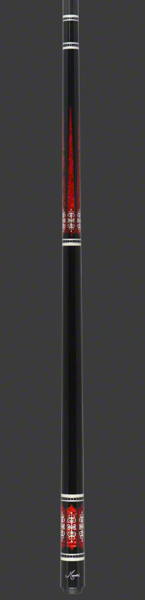 Meucci 21st Century 3 Black - Red Pearl - Black Wrap Pool Cue with Carbon Shaft - 2103BKRDBKC