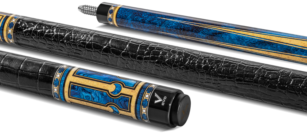 EVO Luna Sapphire Gate Leather Wrap Pool Cue