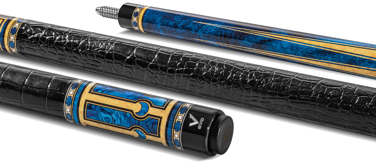 EVO Luna Sapphire Gate Leather Wrap Pool Cue