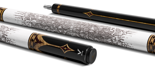 EVO Crown Royal Black Pool Cue with White Lizard Wrap 2