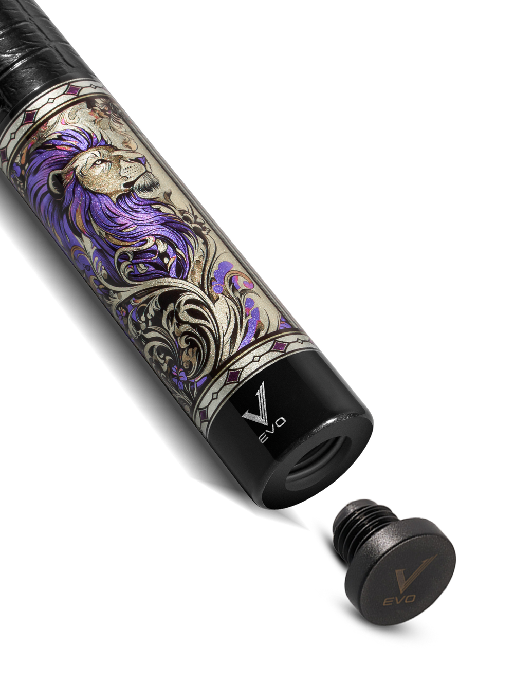 EVO Beast Amethyst Lion Leather Wrap Pool Cue