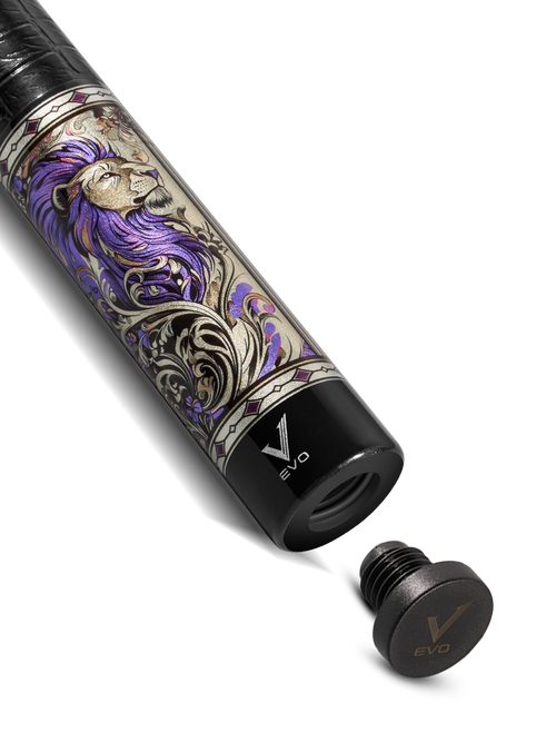 EVO Beast Amethyst Lion Leather Wrap Pool Cue 6