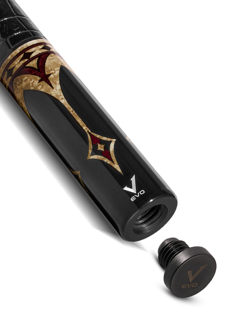 EVO Crown Royal Black Pool Cue with Black Crocodile Wrap 6