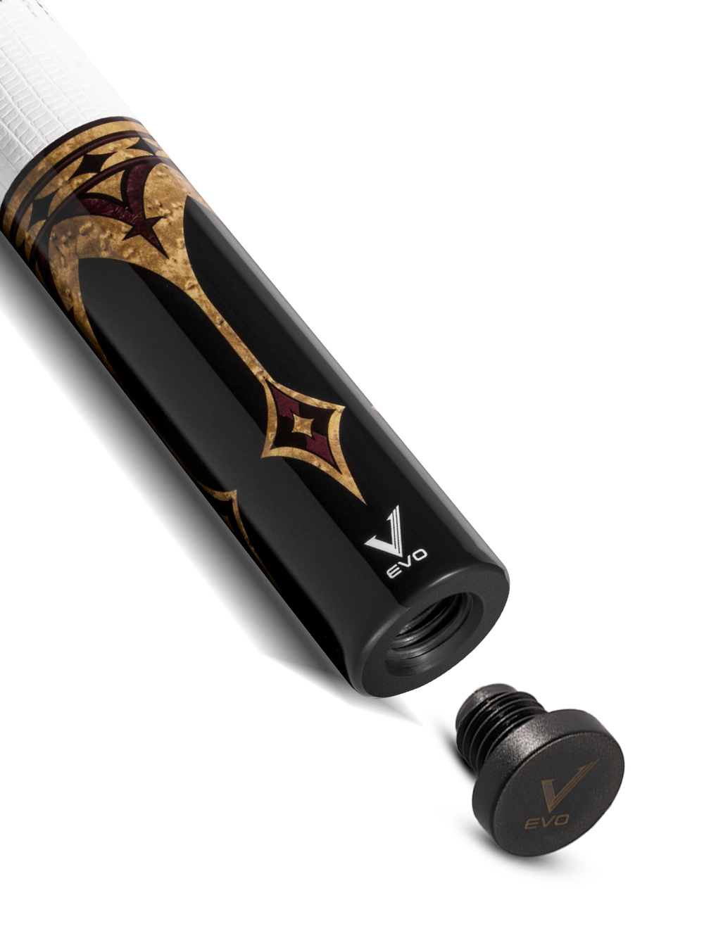 EVO Crown Royal Black Pool Cue with White Lizard Wrap