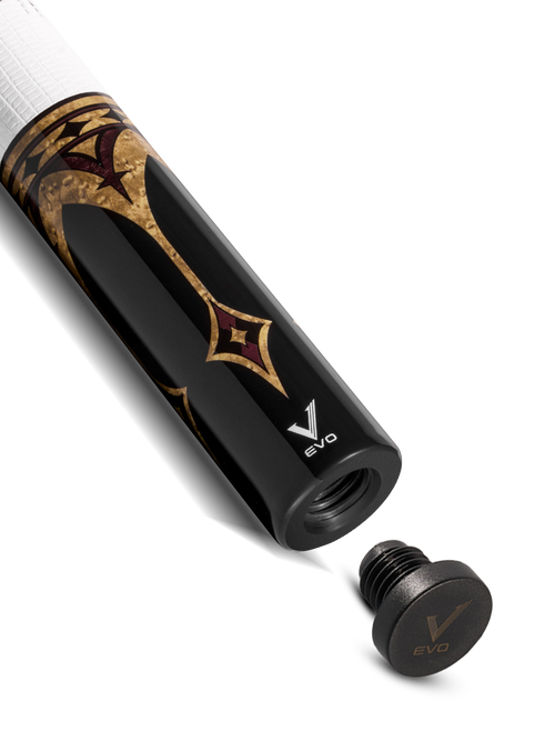 EVO Crown Royal Black Pool Cue with White Lizard Wrap 6