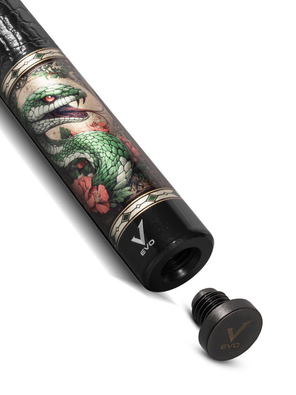 EVO Beast Emerald Cobra Leather Wrap Pool Cue