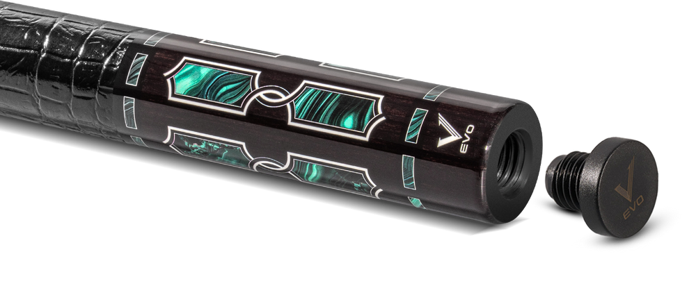 EVO Luna Malachite Eclipse Leather Wrap Pool Cue
