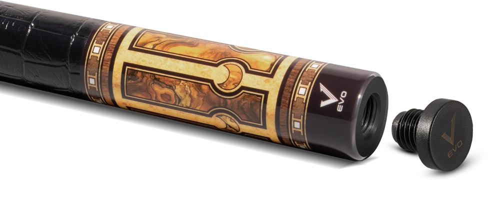 EVO Luna Golden Crest Leather Wrap Pool Cue