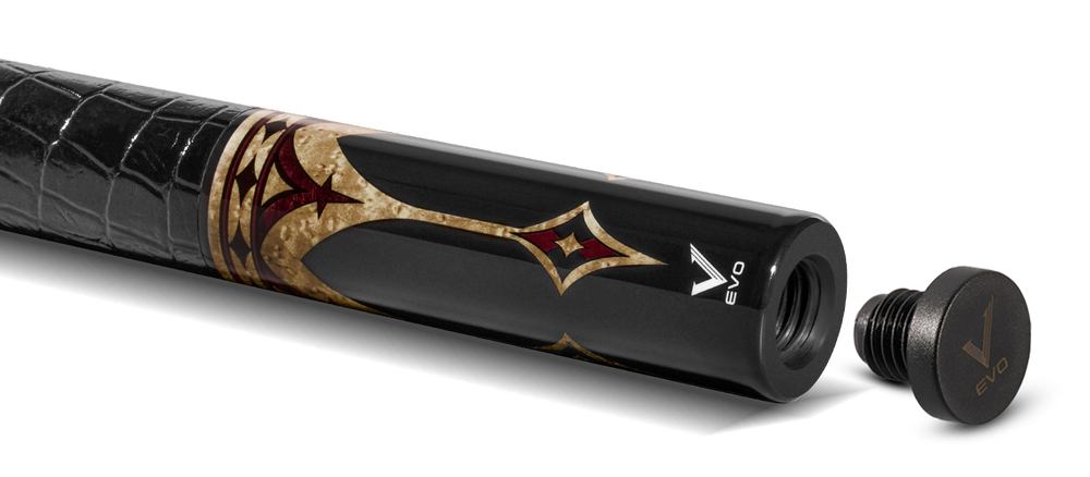 EVO Crown Royal Black Pool Cue with Black Crocodile Wrap