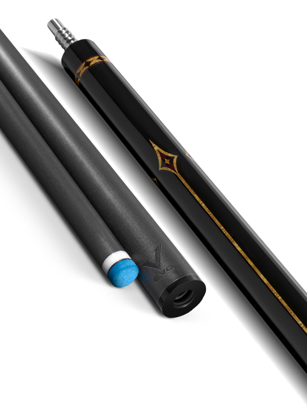 EVO Crown Royal Black Pool Cue with Black Crocodile Wrap