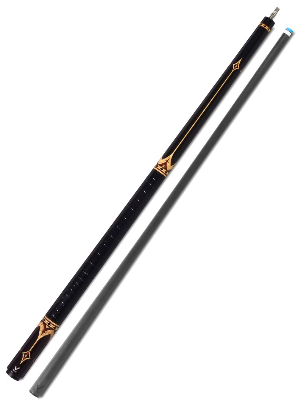 EVO Crown Royal Black Pool Cue with Black Crocodile Wrap