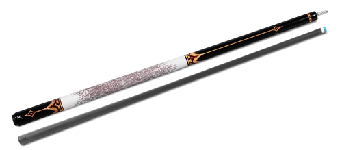 EVO Crown Royal Black Pool Cue with White Lizard Wrap 11