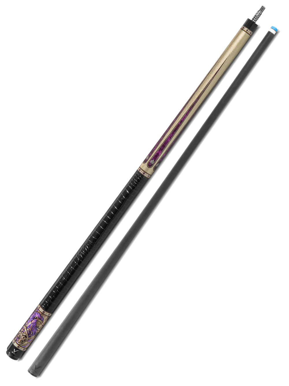 EVO Beast Amethyst Lion Leather Wrap Pool Cue