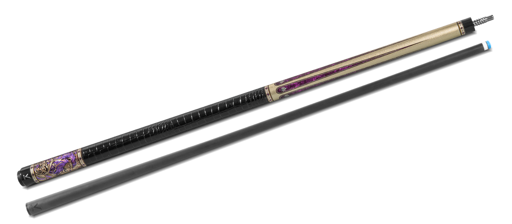 EVO Beast Amethyst Lion Leather Wrap Pool Cue