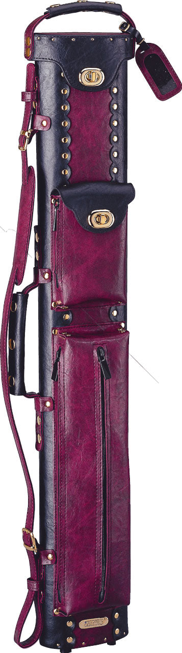 Instroke Vinyl Cowboy Series 2x4 Leather Pool Cue Case - Black/Burgundy