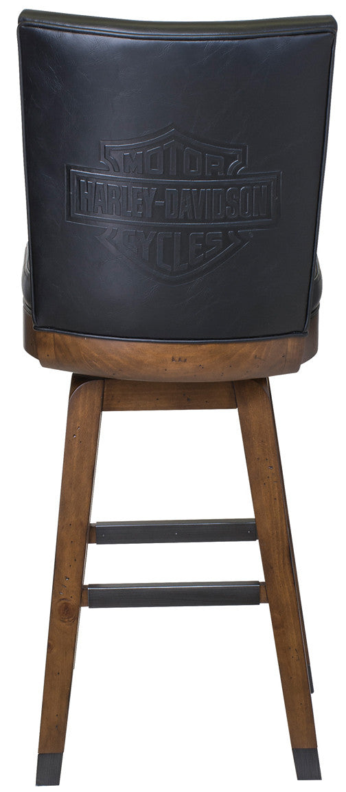 Harley Davidson Pub Table and Stools Set - Bar and Shield Square Table Set Industrial Rawhide Brown