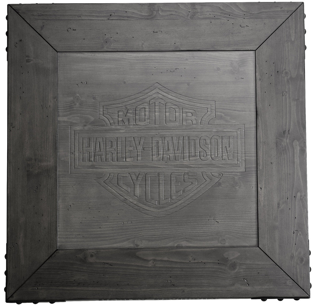 Harley Davidson Pub Table and Stools Set - Bar and Shield Square Table Set Industrial Grey