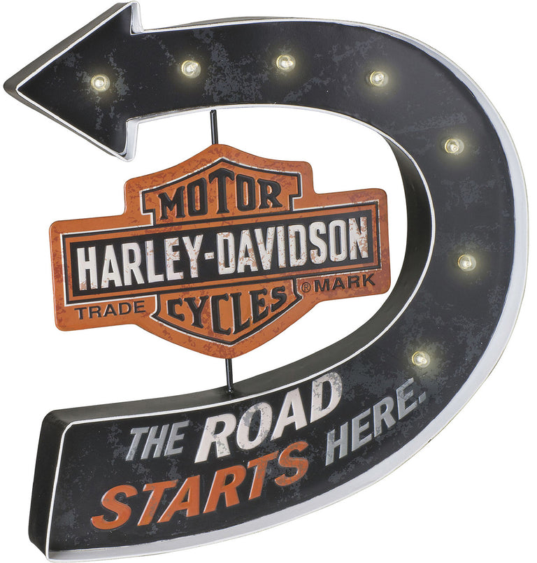 Harley Davidson Sign - Road Starts Here Marquee Pub Sign