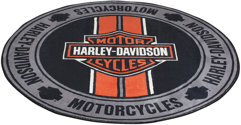 Harley Davidson Rug - Bar and Shield Stripes Round