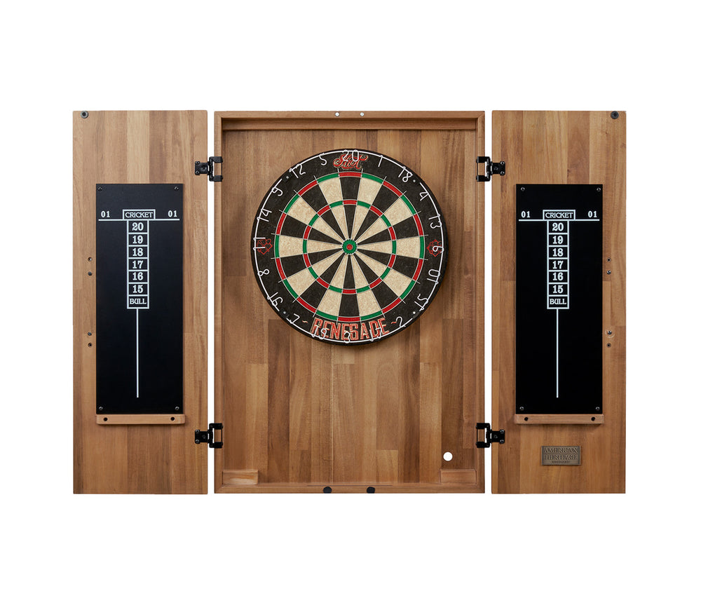 American Heritage Knoxville Wall Mount Dartboard Cabinet - Acacia Finish