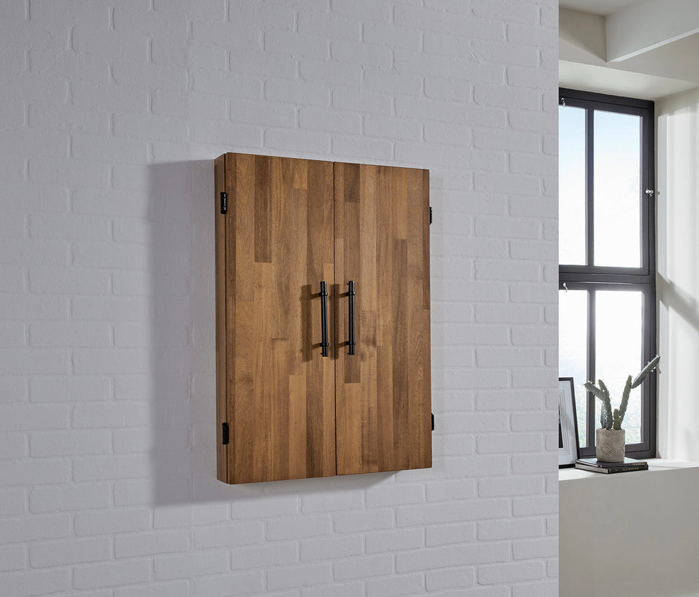 American Heritage Knoxville Wall Mount Dartboard Cabinet - Acacia Finish