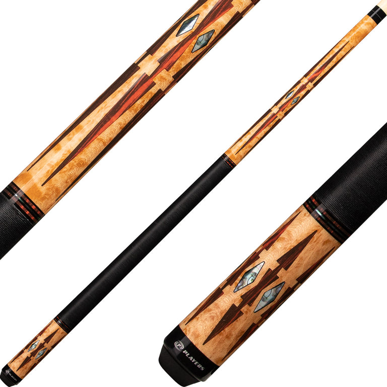 Players E2330 Exotic Series Pool Cue - Antique Maple and Cocobolo with Mother of Pearl