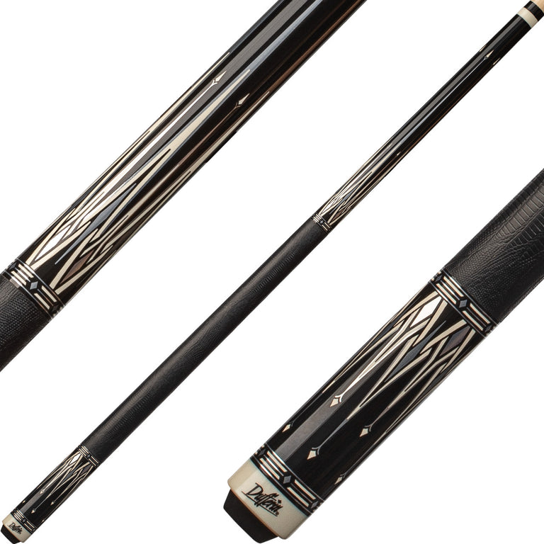 Dufferin D-SE50 Pool Cue - Black and White with Leather Wrap