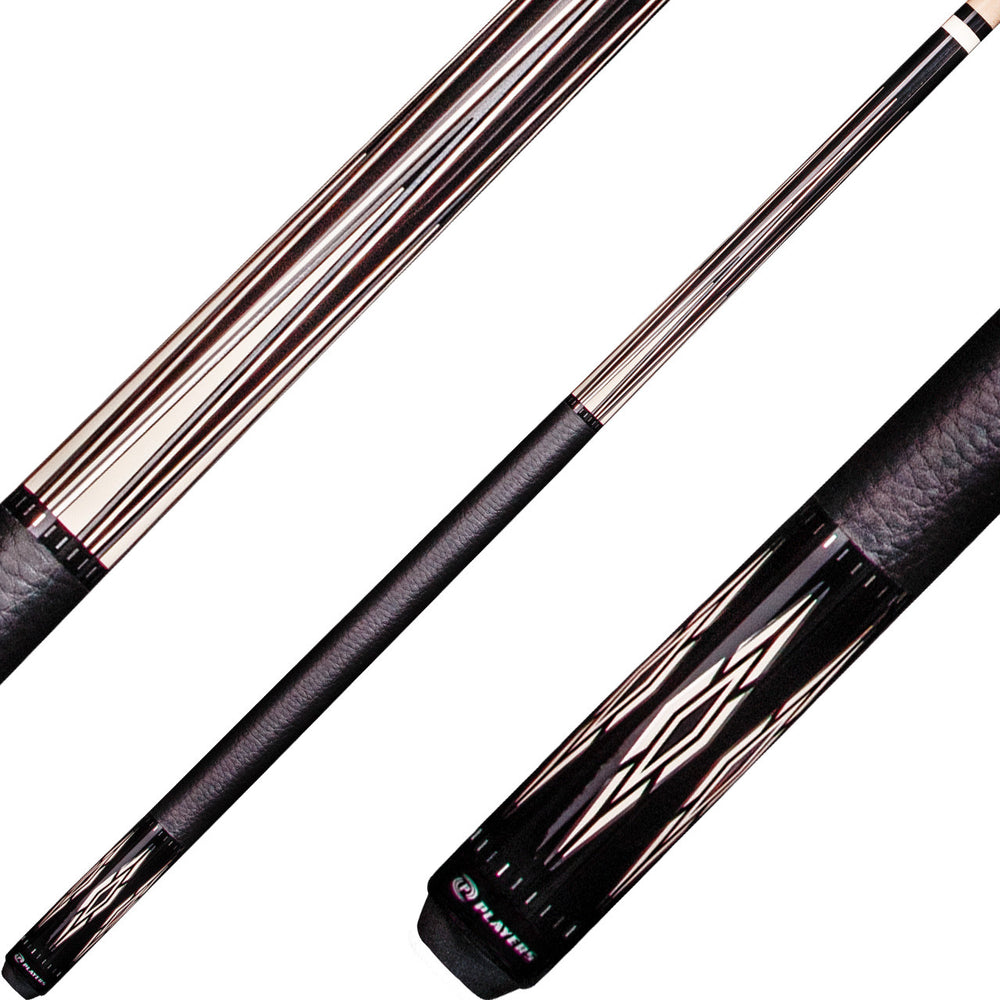 Players E2305 Exotic Series Pool Cue - Midnight Black with Silver