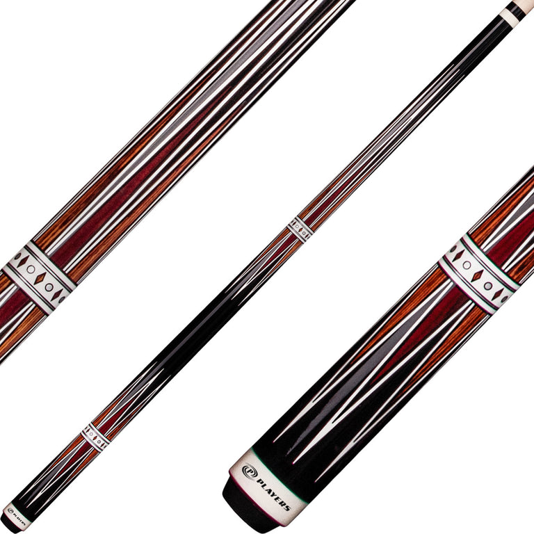 Players E2320 Exotic Series Pool Cue - Black with Cocobolo and Bocote