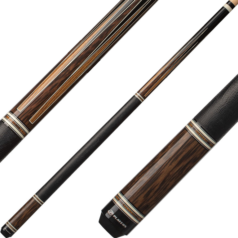 Players E2342 Exotic Series Pool Cue - Black Palm and Bocote Points