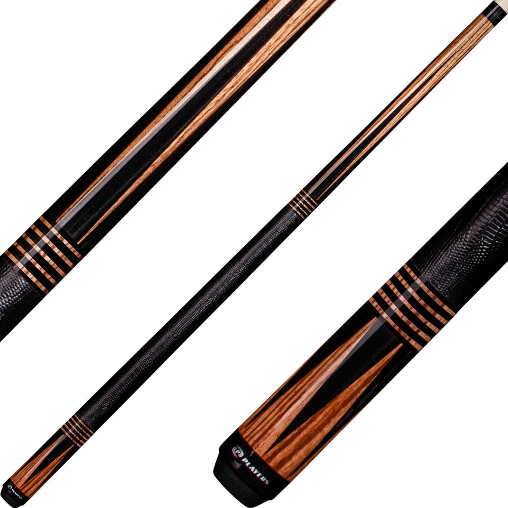 Players E2346 Exotic Series Pool Cue - Zebrawood with Black Points
