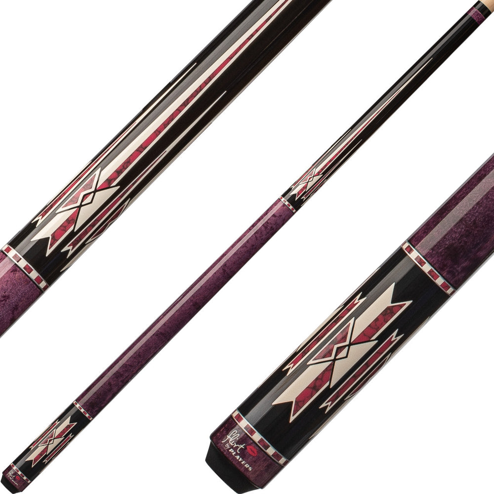 Players F2611 Flirt Series Pool Cue - Midnight Black with Imitation Bone