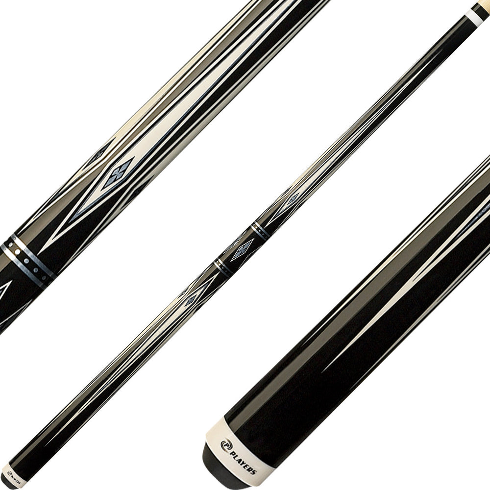 Players G-3372 Graphic Series Pool Cue - Black with White Points