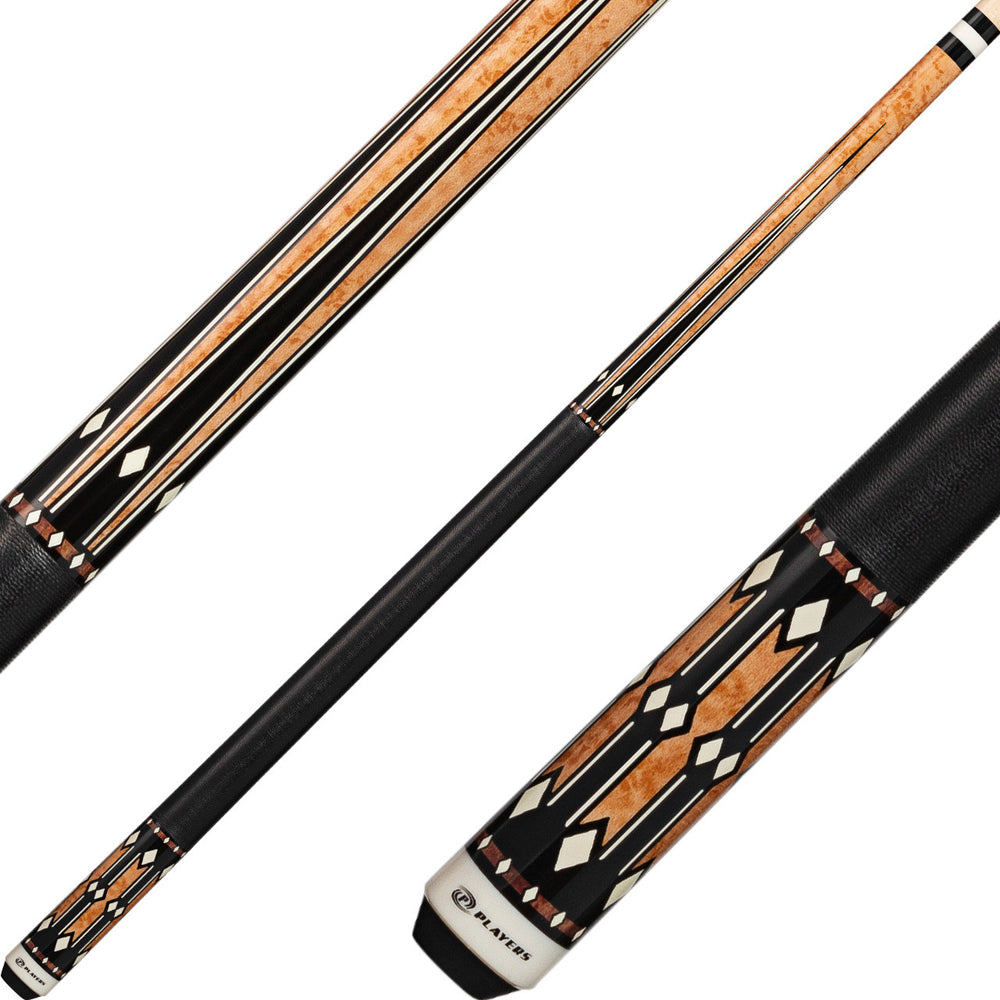 Players G4142 Graphic Series Pool Cue - Light Coffee Stain with Black Points