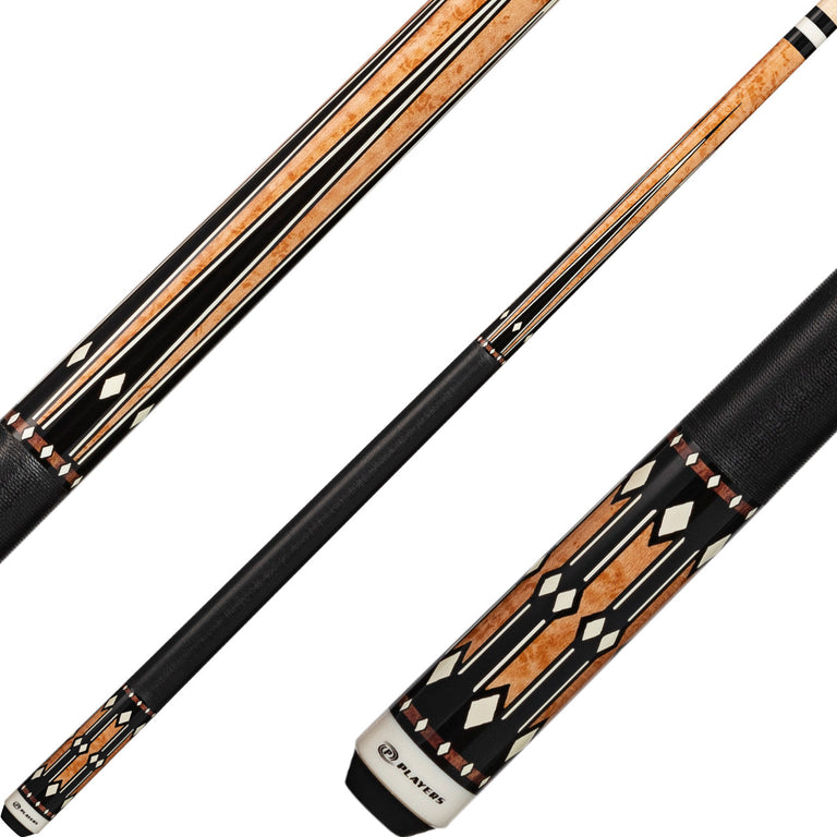 Players G4142 Graphic Series Pool Cue - Light Coffee Stain with Black Points
