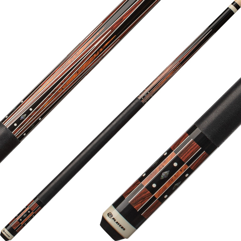 Players G4144 Graphic Series Pool Cue - Black, Cocobolo, and Thuya Burl