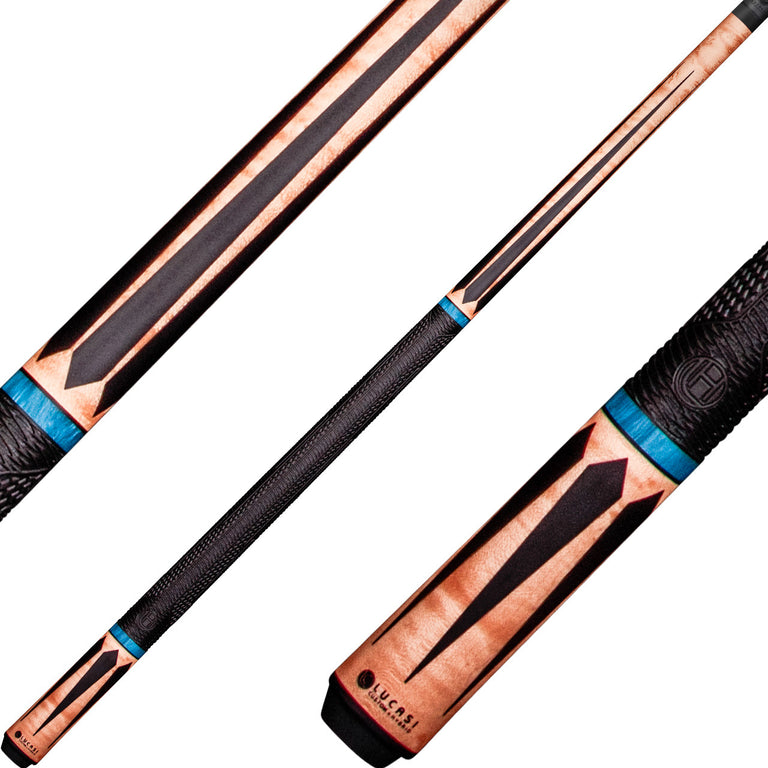 Lucasi LP30 Pinnacle 6 Point Black Points and Blue Rings Cue