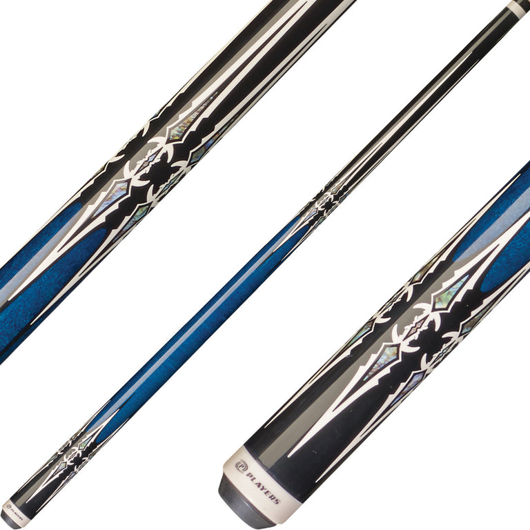 Players G-4113 Graphic Series Pool Cue - Double Dagger Sleek Cobalt