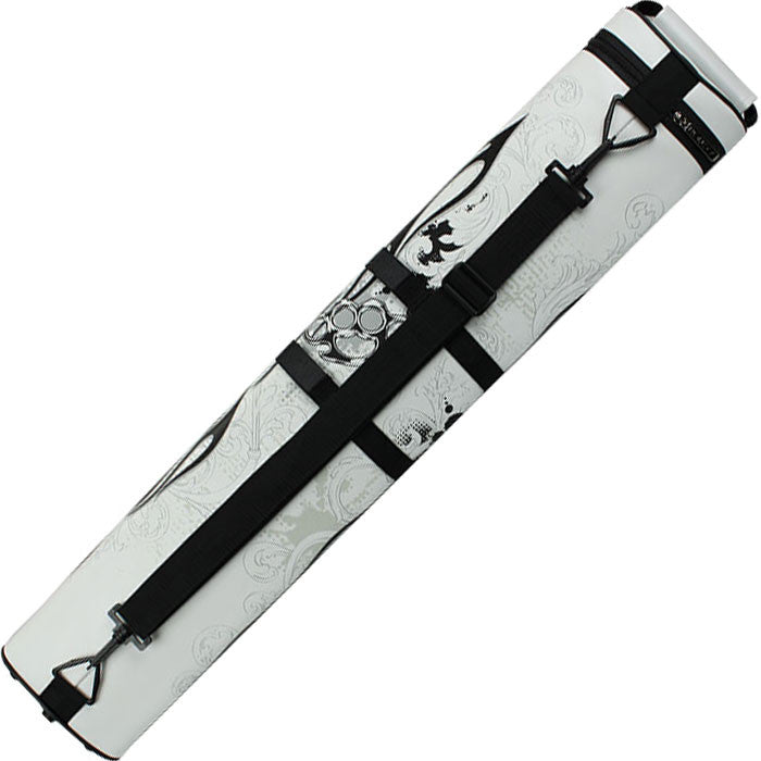 Eight Ball Mafia 3x5 Hard Cue Case - White with Skulls and Brass Knuckles
