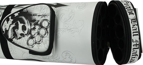 Eight Ball Mafia EBMC35E 3x5 Hard Cue Case - White with Skulls and Brass Knuckles 2