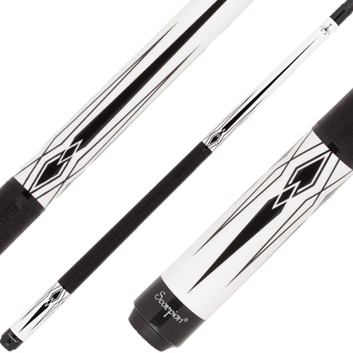 Scorpion SW10 Pool Cue - White with Black Points 1