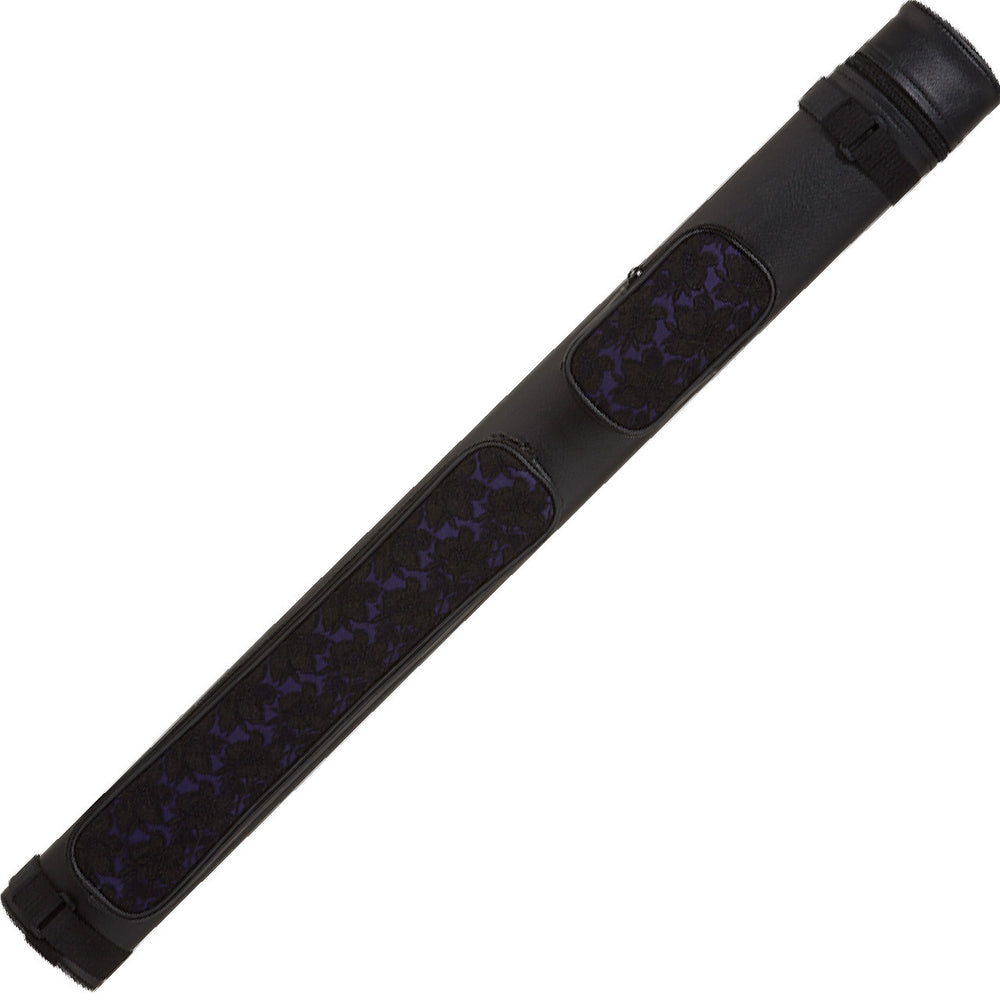 Action 2x2 Hard Cue Case - Black with Purple Lace