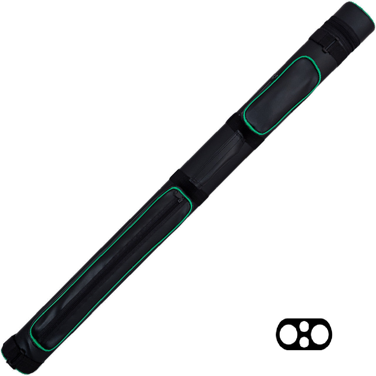 Action 2x2 Hard Cue Case - Black with Purple Piping