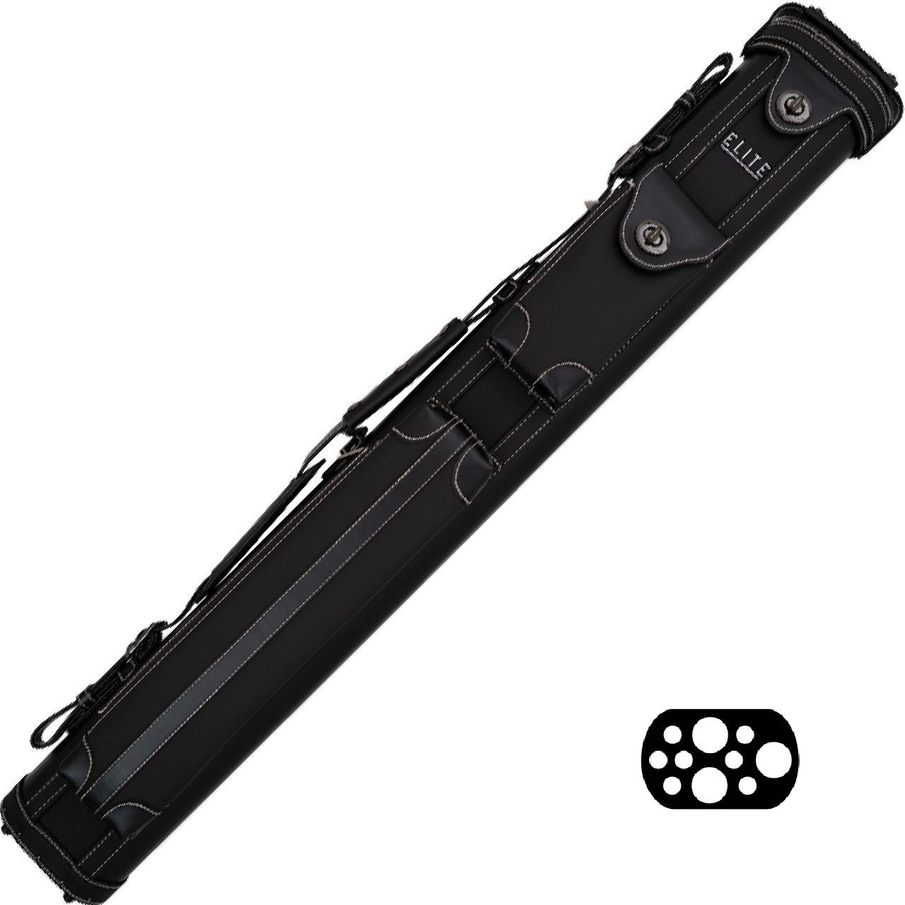 Elite Vintage Leather 3x7 Hard Cue Case - Black