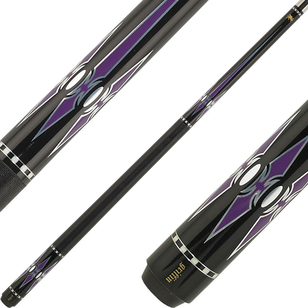 Griffin Cues GR48 - Black with Purple and Silver Reflective Points