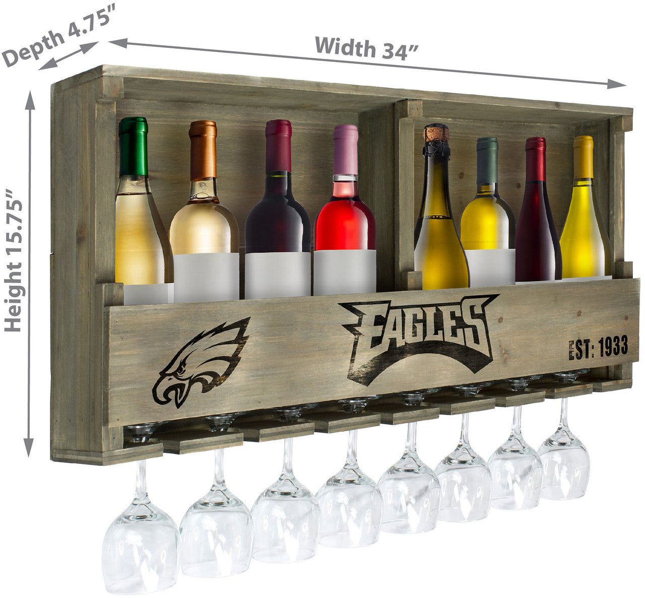 Philadelphia Eagles Bar Shelf Reclaimed Wood