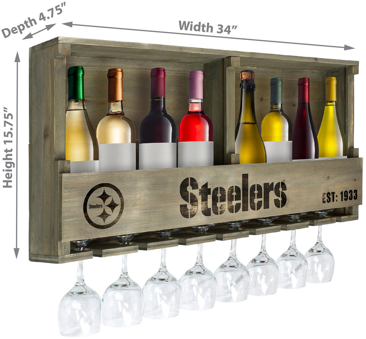 Pittsburgh Steelers Bar Shelf Reclaimed Wood