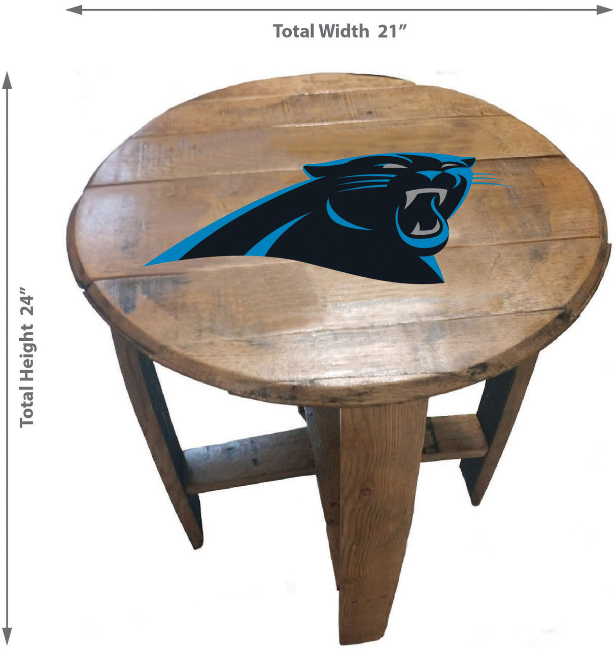 Carolina Panthers Oak Barrel Table