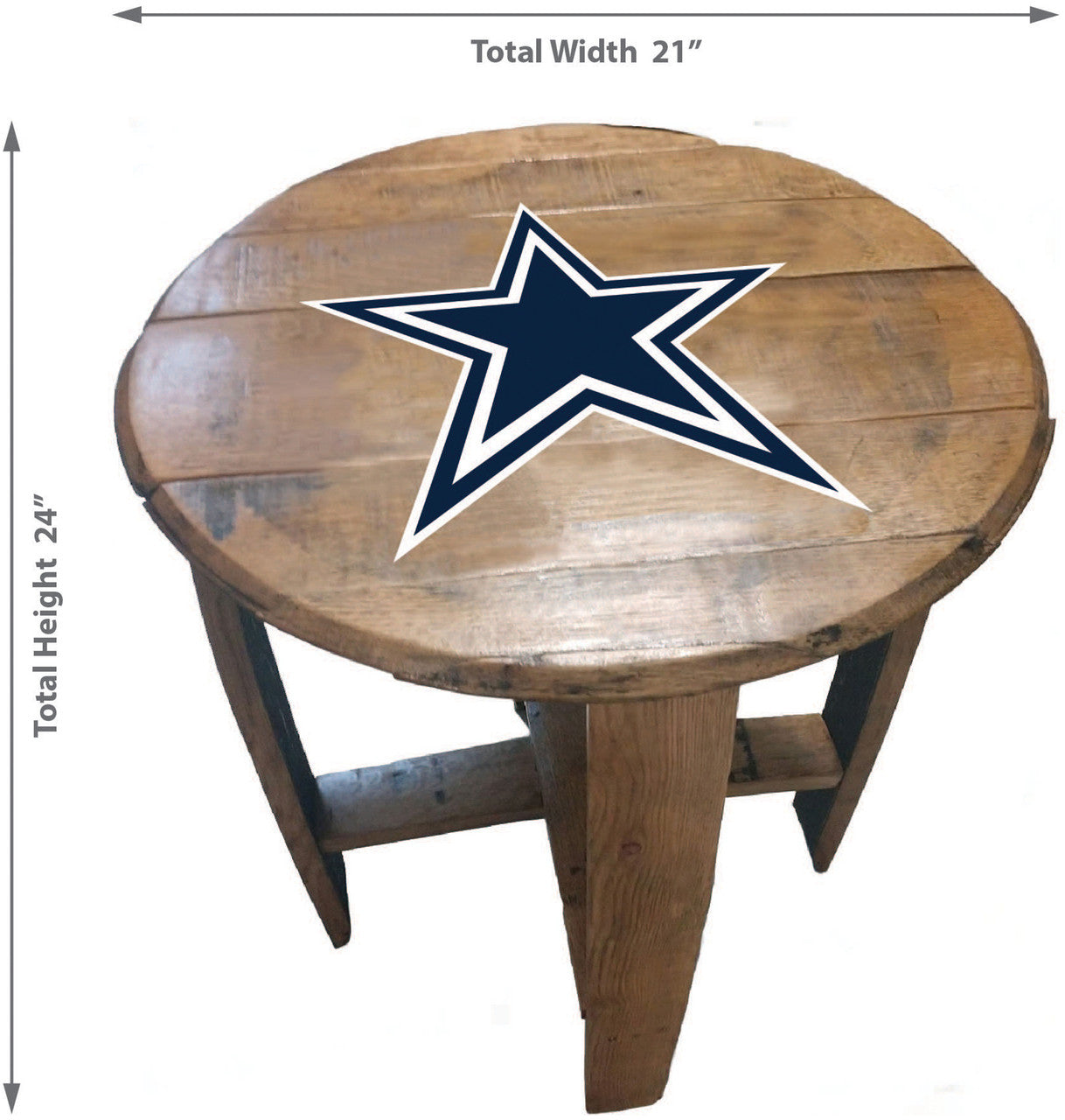 Dallas Cowboys Oak Barrel Table